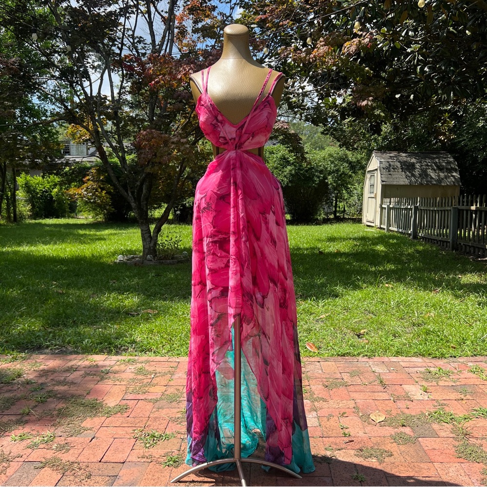 ‘Red Dress Boutique’ Multi-Color Feather Print Maxi Dress - Picture 3 of 16